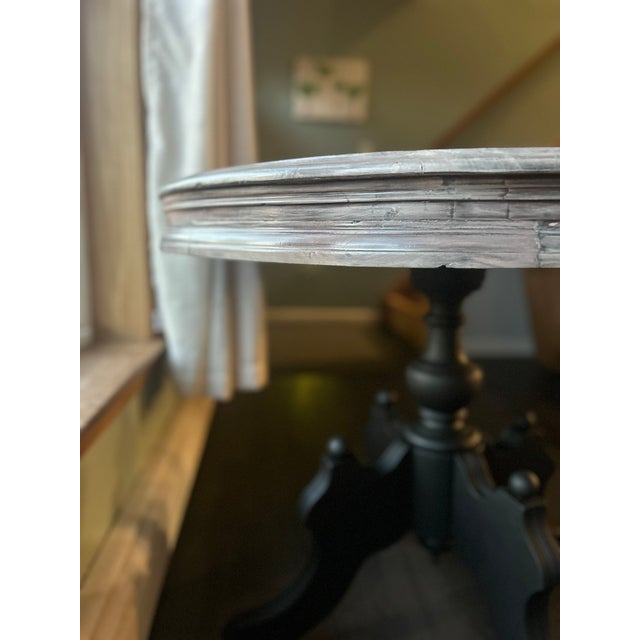 Black Refinished Victorian-Inspired Pedestal Parlor Table For Sale - Image 8 of 9