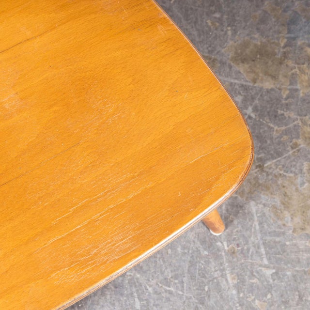 Industrial Handmade Blonde Dining Chairs, Alsace, France, 1950s, Set of 6 For Sale - Image 9 of 11