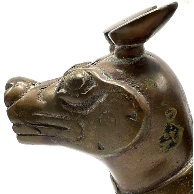 Brutalist 19th Century Chinese Archaic Bronze Xizun Mythical Beast Candle Holder, Qing Dynasty Fanggu Revival, Taotie Ritual Vessel Style Bronze For Sale - Image 3 of 13