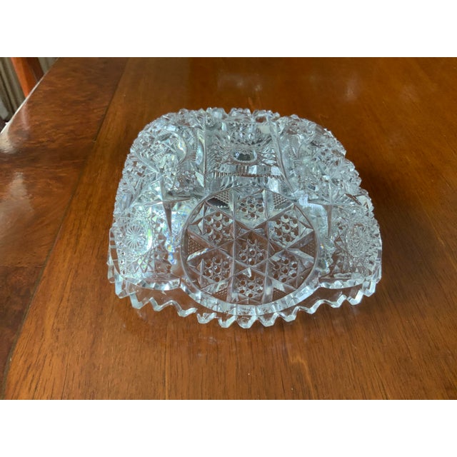 Mid-Century Modern 1950s Saw Tooth Cut Crystal Bowl For Sale - Image 3 of 7