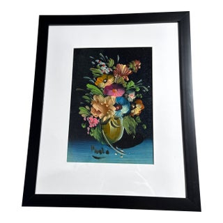 Vintage Floral Still Life Painting Framed For Sale