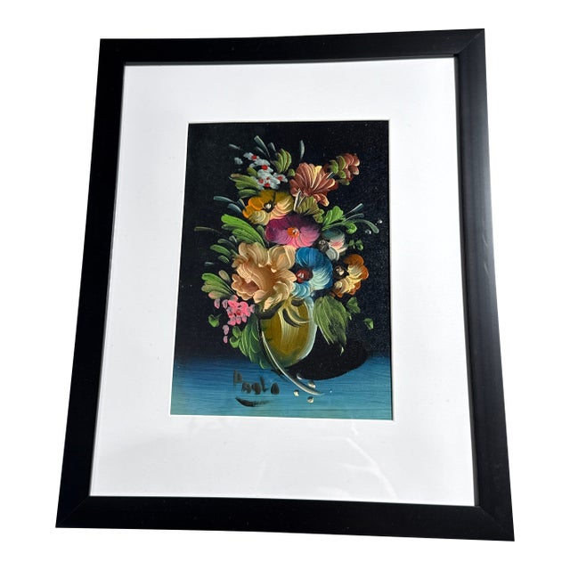 Vintage Floral Still Life Painting Framed For Sale