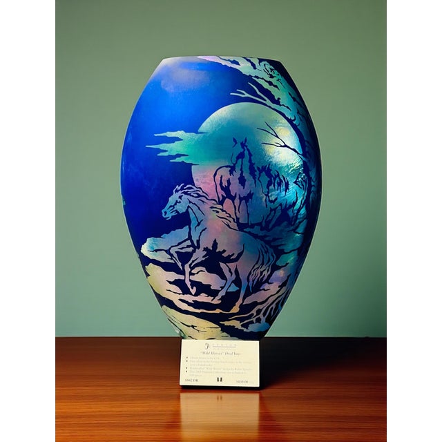 2000 - 2009 Fenton Favrene Wild Horses Oval Vase-Robin Spindler-Signed Limited Ed-2005-Art For Sale - Image 5 of 9