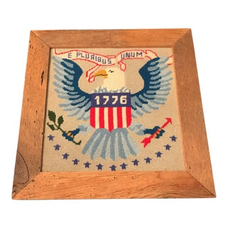 America Needlepoint in Wood Frame For Sale