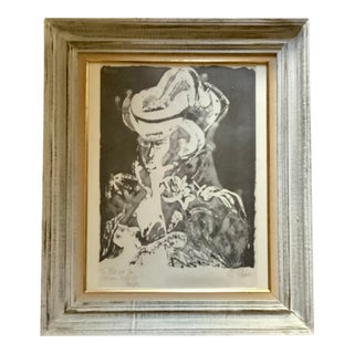 Vintage Bernard Reder Wood Cut, Portrait of Marie Antoinette, Hand Signed For Sale