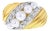 Pearl Diamond Statement Ring 14k Yellow Gold, Size 9 For Sale