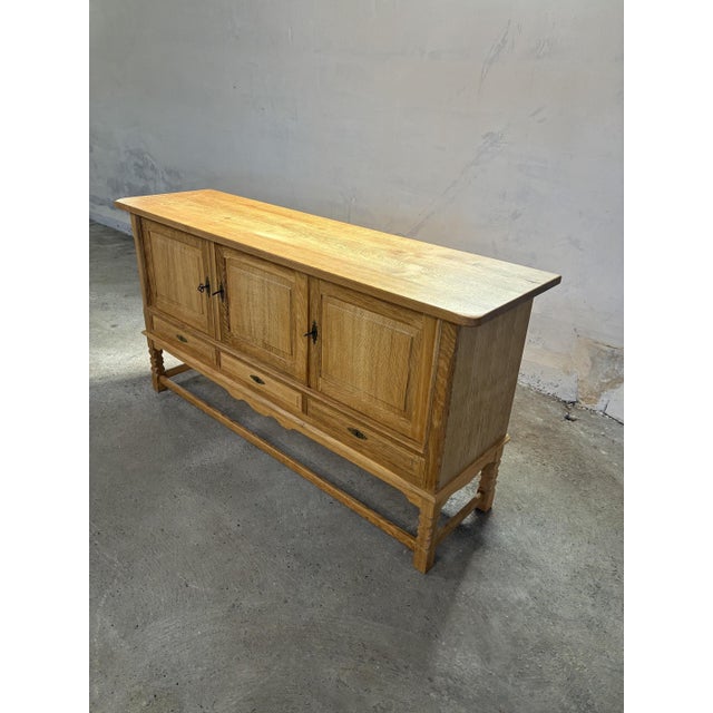 Brown Oak Sideboard in style of Henning Kjærnulf, 1970s For Sale - Image 8 of 18