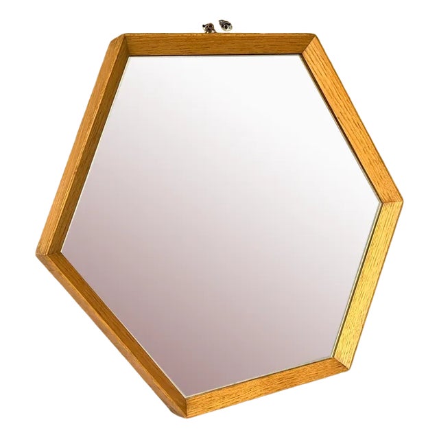 Vintage Mirror with Oak Frame, 1960s For Sale