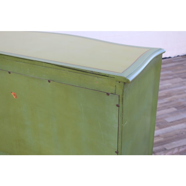 French Provincial Hand-Painted Green Five-Drawer Dresser, Circa 1950s For Sale - Image 17 of 18