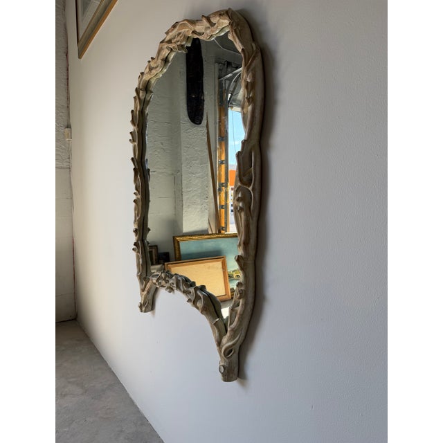 1970’s Italian Coastal Carved Branch - Faux Bois Wood Wall Mirror/ Sold For Sale - Image 11 of 12