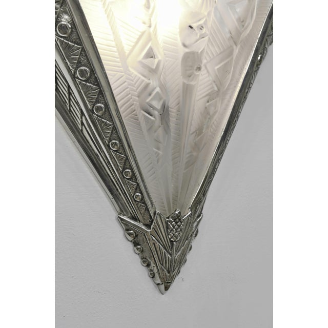 Silver A Pair of French Art Deco Wall Sconces by Noverdy 1930 France For Sale - Image 8 of 11