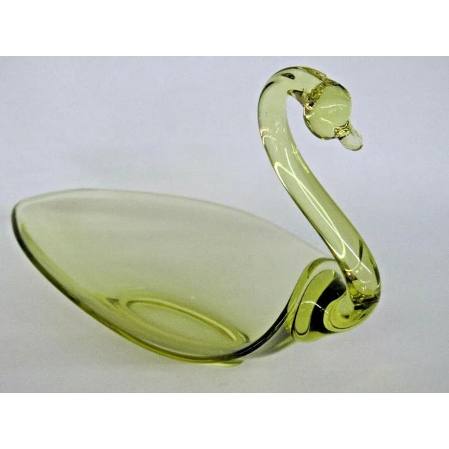 Yellow Art Glass Swan Vintage Candy Dish Bowl For Sale - Image 11 of 11