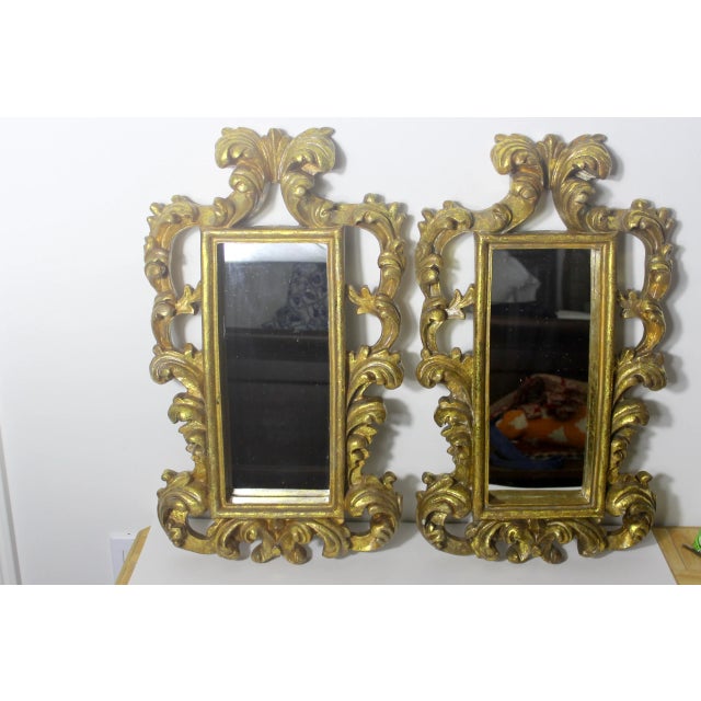 Vintage Italian Gilded Rococo Mirror, Gold Gilt Ornate Wall Mirror, Two Available For Sale - Image 11 of 11