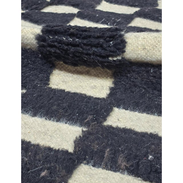 Moroccan Checkered Black and White Rug - 4.9 X 3.6 Ft For Sale - Image 4 of 6
