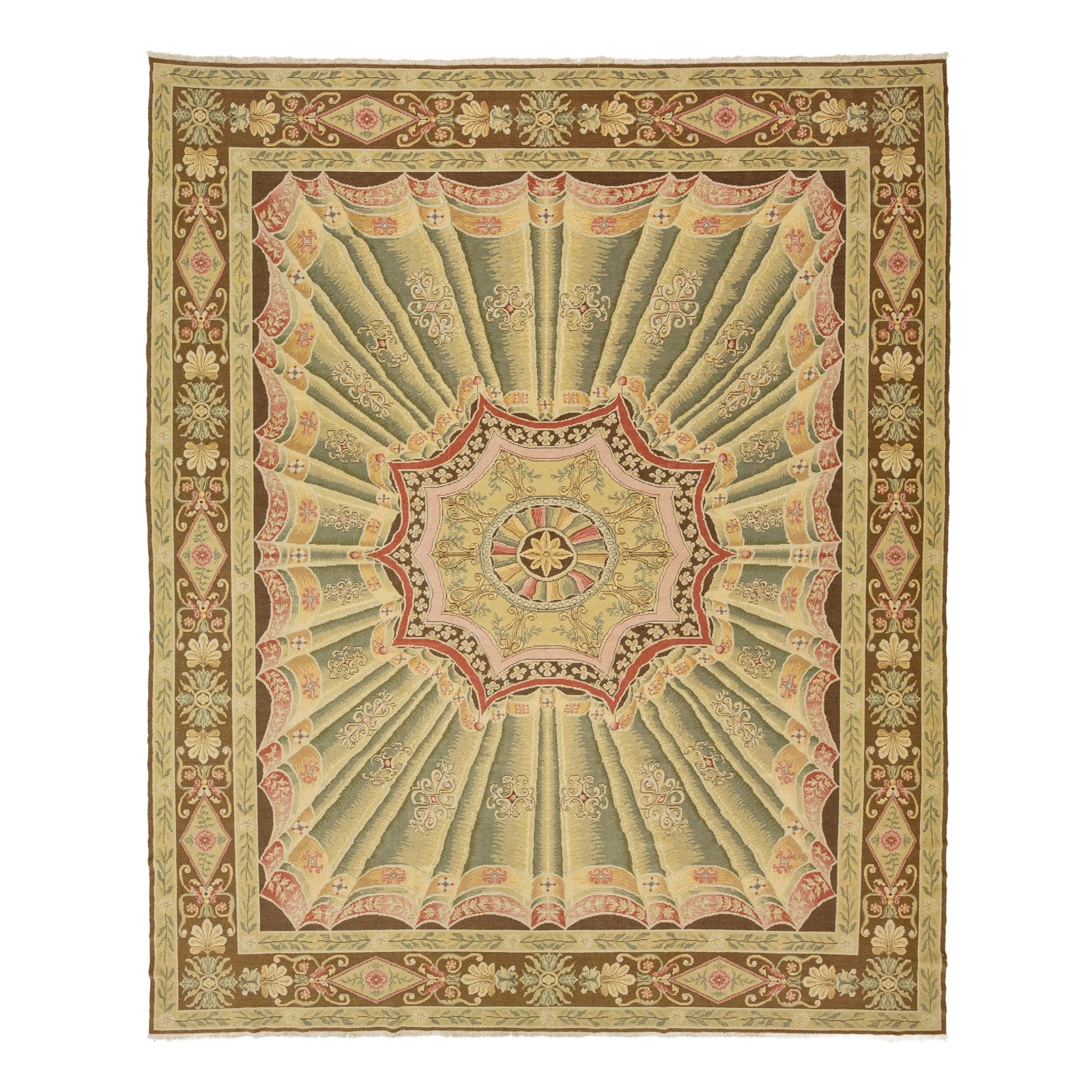 Transitional Savonnerie Handmade Wool Rug With Spanish Design | Chairish