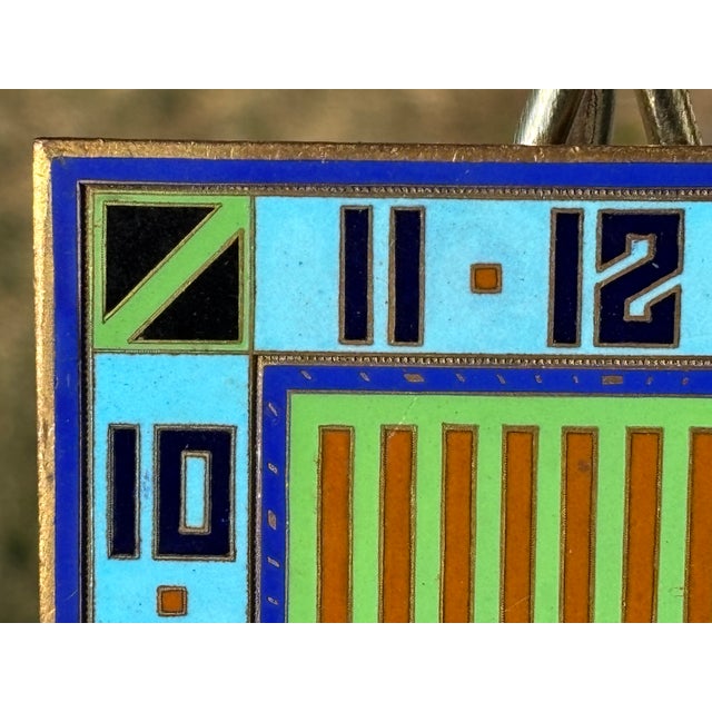 Metal Late 19th C. Enamel on Copper Clock Face - Objet / Ornament on Stand For Sale - Image 7 of 11