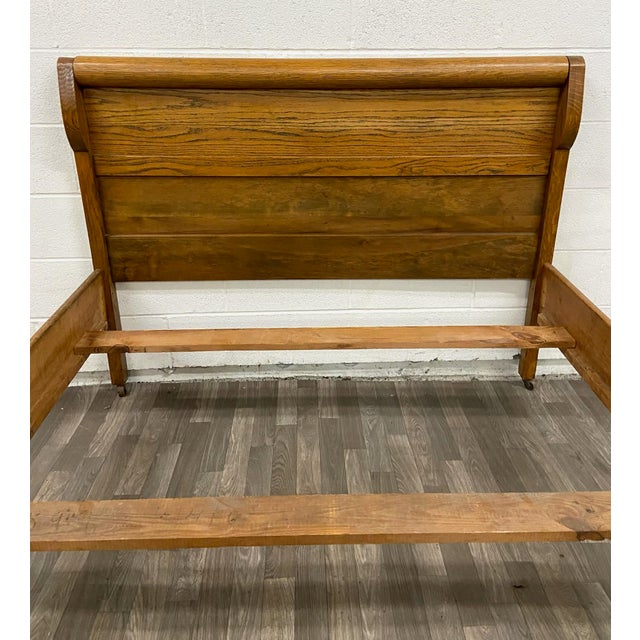 Vintage or Antique Full Size Tiger Oak Sleigh Bed Chairish