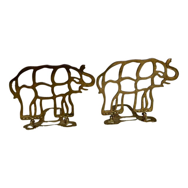 Brass Elephant Bookends For Sale