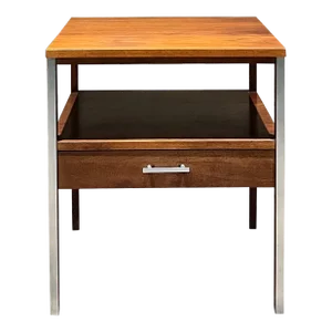 1960s Paul McCobb Linear Side Table for Calvin Walnut & Aluminum