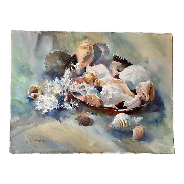 Mid 20th Century Seashell Painting by Judy Richardson Gard For Sale