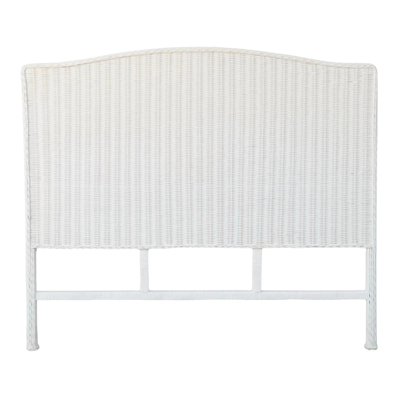 Queen Size White Wicker Headboard | Chairish