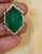 Vintage 12 Ct Natural Carved Emerald & 1.5 Ct Diamond Ring 18 Kt Yellow Gold For Sale In New York - Image 6 of 18