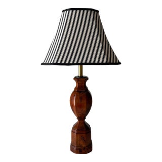 Mid 20th Century Turned Baluster Biedermeier Style Wood Table Lamp For Sale