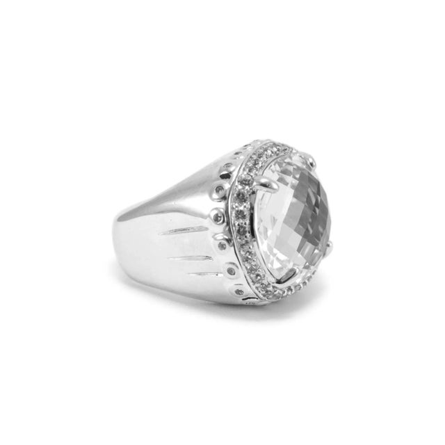 Modern John Hardy 925 Sterling Silver White Topaz Bamboo Batu Dome Cocktail Ring Size 7 For Sale - Image 3 of 7