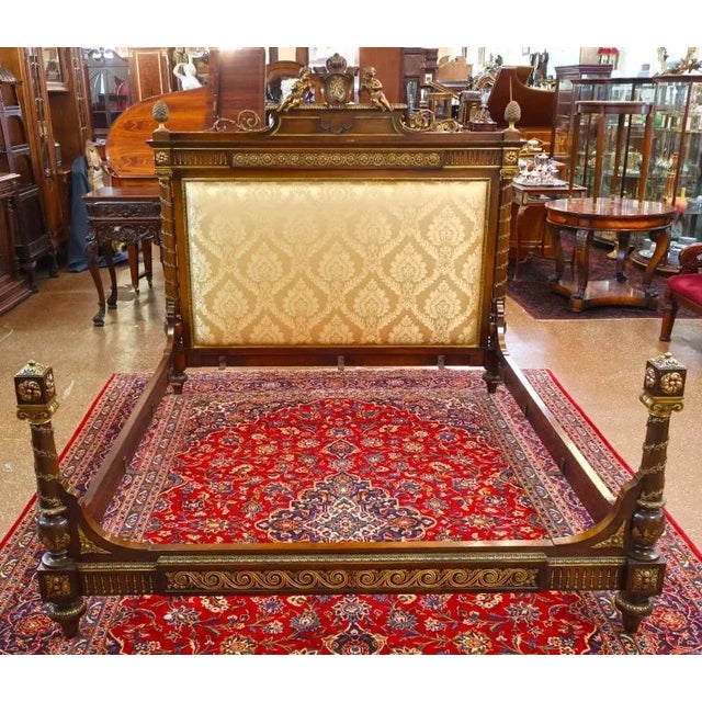 19th Century French Louis XV Style Bronze Mounted Mahogany European King Bed For Sale In New York - Image 6 of 17