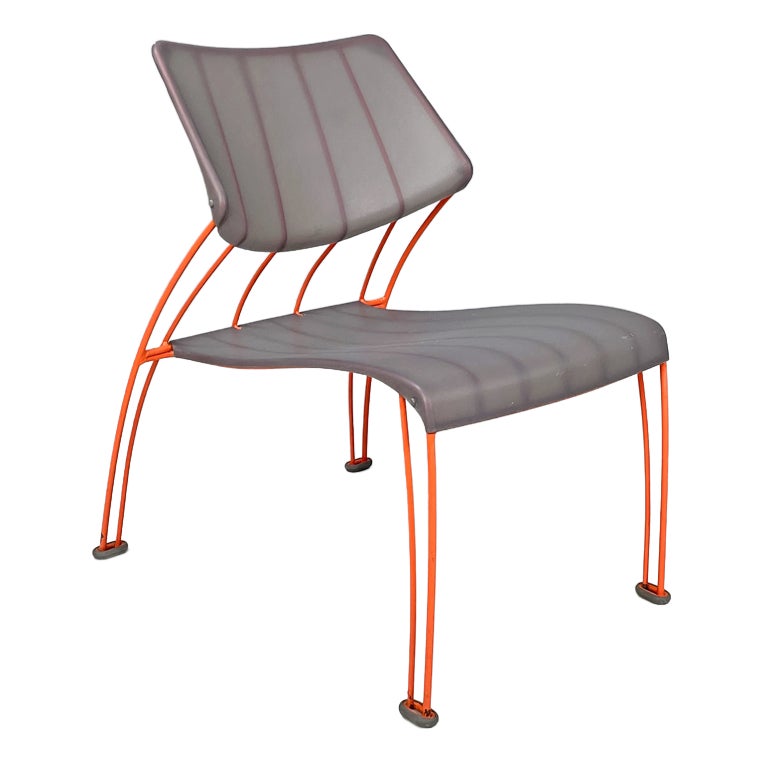 椅子 vintage 90's Postmodern Chair Swedish Postmodern Hasslo Armchair in Orange Metal by Monika