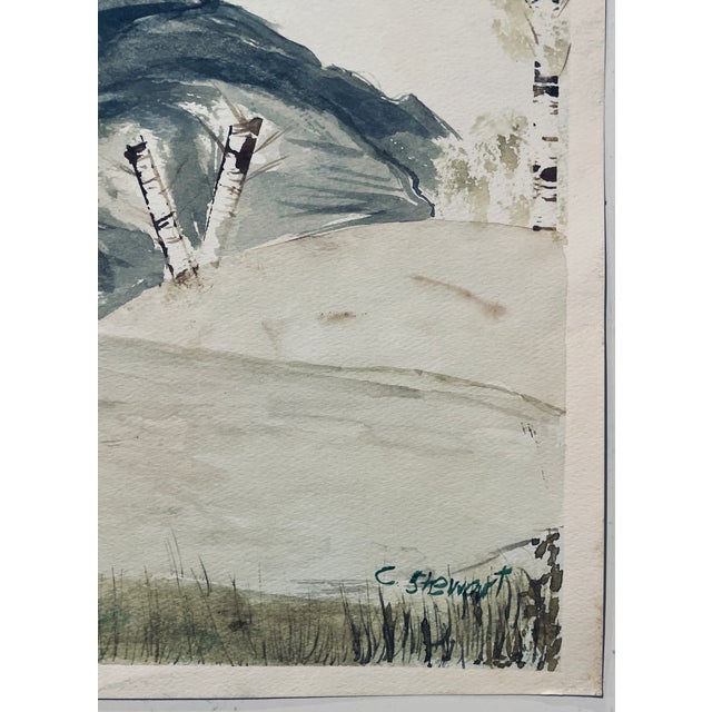 1960s painting on paper signed "C. Stewart" Combined shipping available, please inquire. Shipping times are significantly...