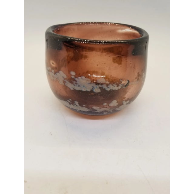 Hollywood Regency Hand Blown Burnt Purple Glass Votive For Sale - Image 3 of 3