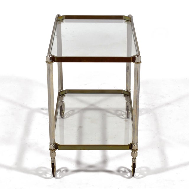 Mid 20th Century Brass and Chrome Serving Cart For Sale - Image 4 of 11