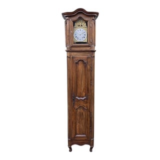 Antique 18th C French Provincial Walnut Tall Case Clock by J Cermann Chatillon Sur Seine For Sale