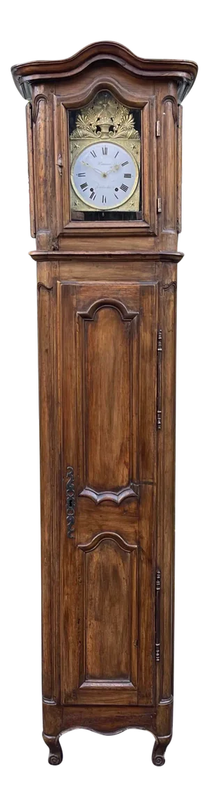 Antique 18th C French Provincial Walnut Tall Case Clock by J Cermann Chatillon Sur Seine