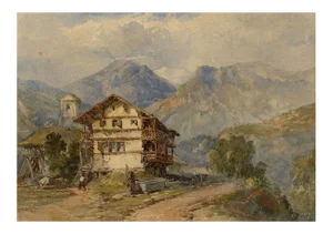 James Duffield Harding OWS, Chalet in the Swiss Alps, Mid-1800s, Watercolour