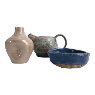 Vintage Arts & Crafts Studio Pottery Assortment - Set of 3 For Sale