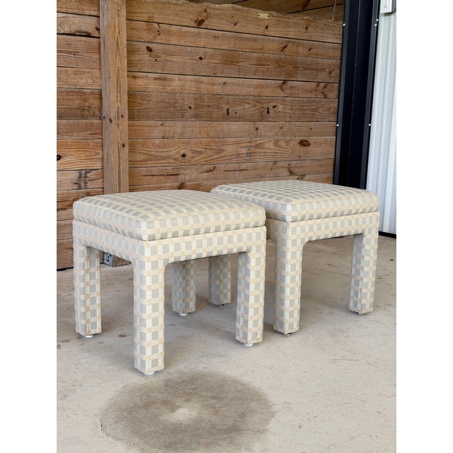 Pair of Vintage Billy Baldwin Attributed Upholstered Parsons Ottomans For Sale - Image 12 of 12