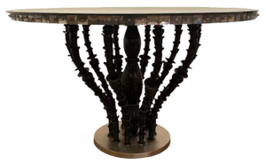 Italian Venetian Black Rezzonico and Silver Murano Glass Table by Simoeng
