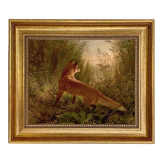 "Fox Flushing Ducks" "Fox Flushing Ducks" Contemporary Reproduction Print on Canvas, Framed 11.5x13.5 For Sale