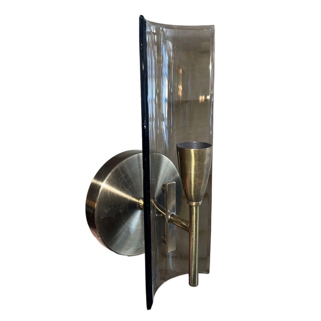 Transparent Pair of Cristal Arte Smoky Glass Italian Sconces 1960s For Sale - Image 8 of 10