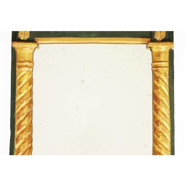 Antique French Rectangular Mirror in Green Lacquered and Gilded Wood, 1800s For Sale - Image 5 of 10