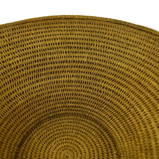 African Early 20th Century Olive Sisal Handwoven Basket Eswatini 12inch For Sale - Image 3 of 6
