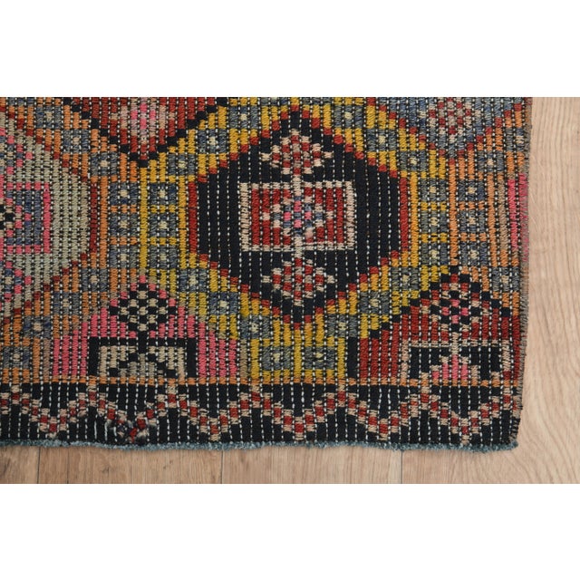 1970s 1970s Vintage Turkish Oushak Handmade Wool Cotton Colorful Runner Rug For Sale - Image 5 of 11