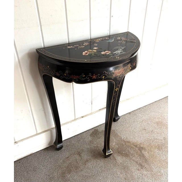 1960s-70s Black Asian Style Demilune Table For Sale - Image 4 of 6