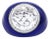 18K White Gold 14mm White Quartz and 1/5 Cttw Diamond Halo with Blue Enamel Dome Ring, Size 7 For Sale