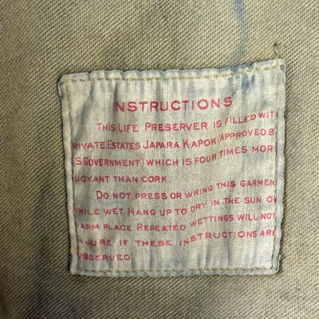 Vintage 1940s Miller Kapok 'Life Save Vest', by the American Pad & Textile Co For Sale - Image 10 of 13