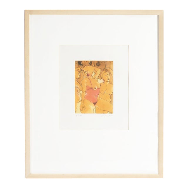 1993 Etching of Figures by Kurt Mair For Sale