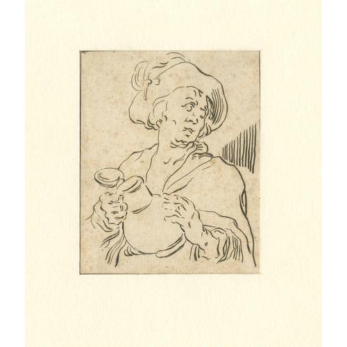 Paper After Bloemaert, Study of Man with Jug, 1700s, Etching For Sale - Image 7 of 9