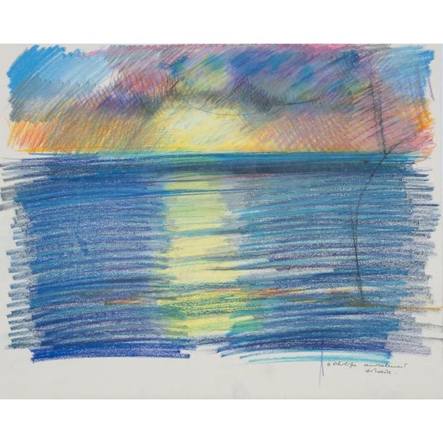 Camille HILAIRE: Evening by the Sea, Signed and dedicated pastel For Sale - Image 6 of 6